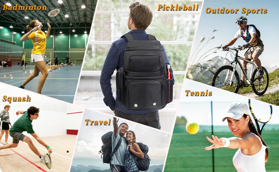 Pickleball Bag Backpack with Shoe Compartment Fence Hook Large Capacity Pickleball Paddle Bags Hold Pickleball Accessories - Paddlin Pickle