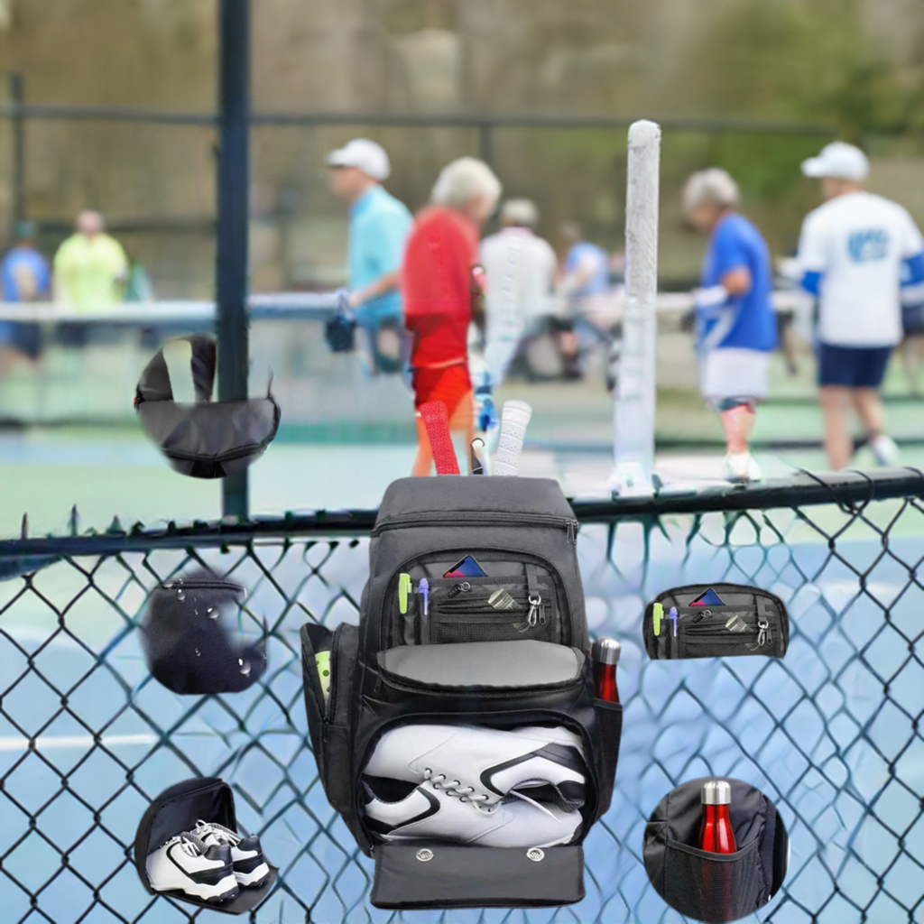 "Amp up Your Gear with Our Pickleball Bag Backpack: Featuring Shoe Compartment, Fence Hook, and Large Capacity for Pickleball Accessories"